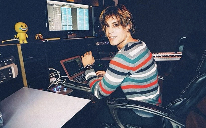 Ricky Dechard working on music in his Los Angeles studio